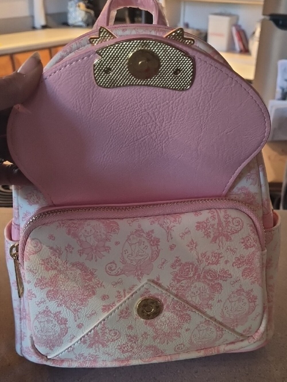 Loungefly Pink & Cream Marie Toile Mini Backpack for Kids - Picture 5 of 5